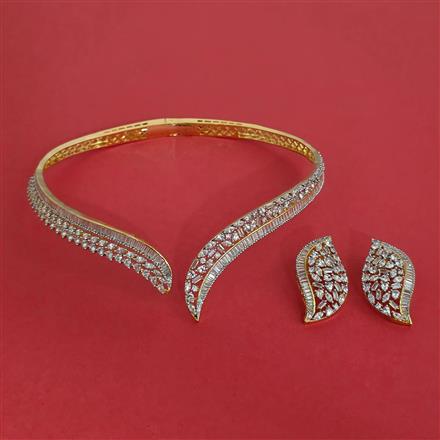 American Diamond Classic Necklace with Rhodium Plating 2 Tone Plating Mehndi Plating