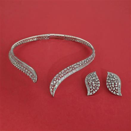 American Diamond Classic Necklace with Rhodium Plating 2 Tone Plating Mehndi Plating