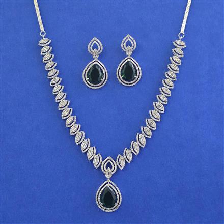 American Diamond Classic Necklace with Rhodium Plating