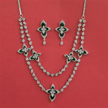 American Diamond Classic Necklace with Rhodium Plating
