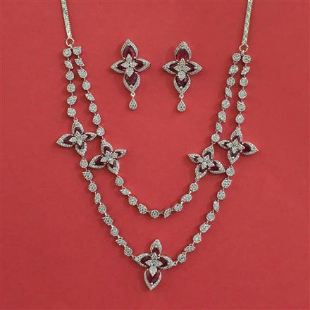 American Diamond Classic Necklace with Rhodium Plating