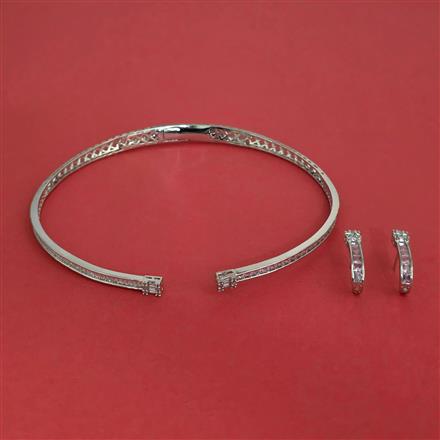 American Diamond Classic Necklace with Rhodium Plating