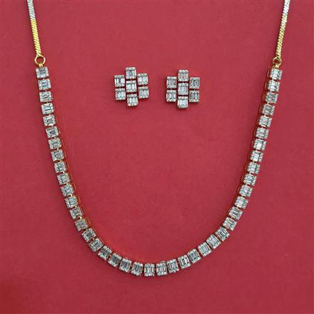 American Diamond Classic Necklace with Rhodium Plating 2 Tone Plating Mehndi Plating