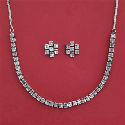 American Diamond Classic Necklace with Rhodium Plating 2 Tone Plating Mehndi Plating