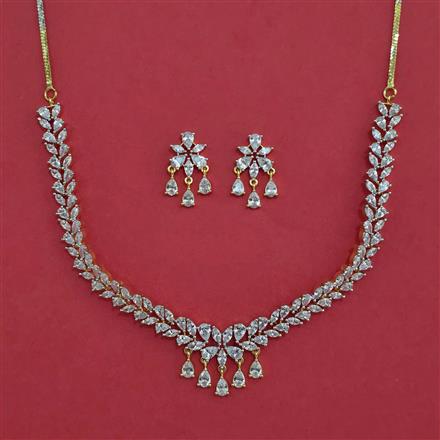 American Diamond Classic Necklace with Rhodium Plating 2 Tone Plating Mehndi Plating