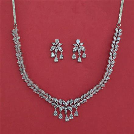 American Diamond Classic Necklace with Rhodium Plating 2 Tone Plating Mehndi Plating