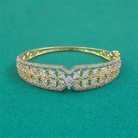 American Diamond Openable kada with Rhodium Plating 2 Tone Plating