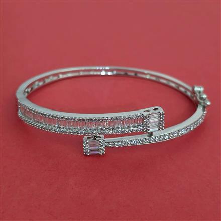 American Diamond Openable kada with Rhodium Plating 2 Tone Plating Mehndi Plating