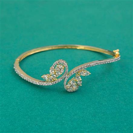 American Diamond Openable kada with Rhodium Plating 2 Tone Plating Mehndi Plating