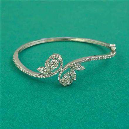 American Diamond Openable kada with Rhodium Plating 2 Tone Plating Mehndi Plating