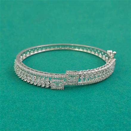 American Diamond Openable kada with Rhodium Plating 2 Tone Plating Mehndi Plating
