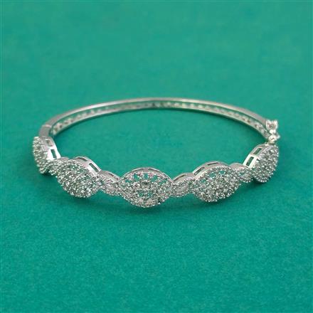 American Diamond Openable kada with Rhodium Plating 2 Tone Plating Mehndi Plating