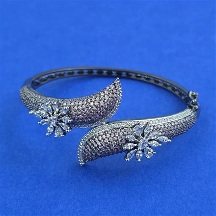 American Diamond Openable kada with Black Plating