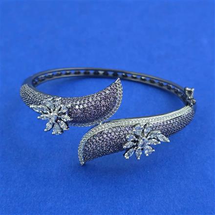 American Diamond Openable kada with Black Plating