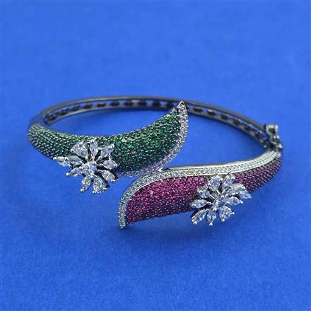 American Diamond Openable kada with Black Plating