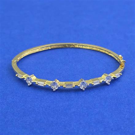 American Diamond Delicate Kada with Rhodium Plating 2 Tone Plating