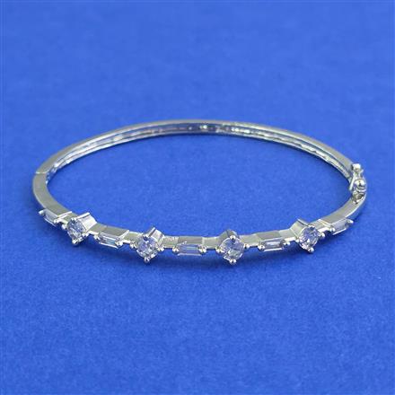 American Diamond Delicate Kada with Rhodium Plating 2 Tone Plating