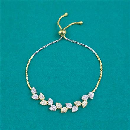 American Diamond Adjustable Bracelet with Rhodium Plating 2 Tone Plating