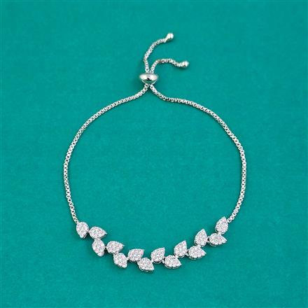 American Diamond Adjustable Bracelet with Rhodium Plating 2 Tone Plating