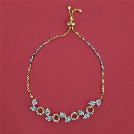 American Diamond Adjustable Bracelet with Rhodium Plating 2 Tone Plating