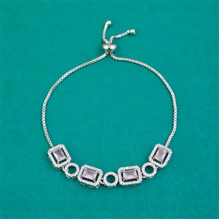 American Diamond Adjustable Bracelet with Rhodium Plating