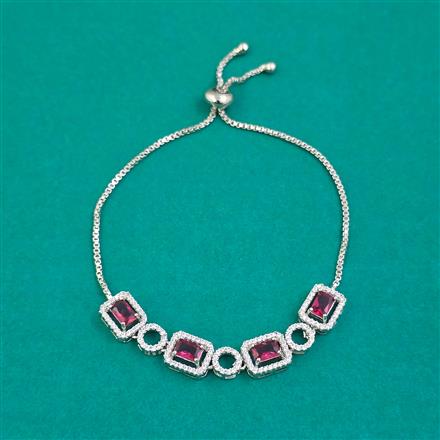 American Diamond Adjustable Bracelet with Rhodium Plating