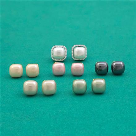 American Diamond Changeable Earring with Rhodium Plating 2 Tone Plating