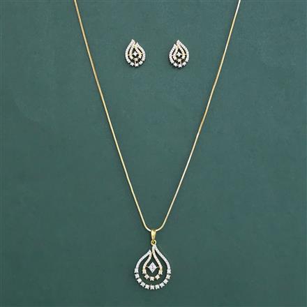 American Diamond Classic Pendant Set with 2 Tone Plating