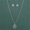 American Diamond Classic Pendant Set with Rhodium Plating