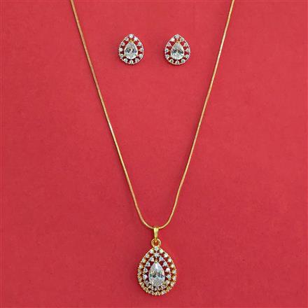 American Diamond Classic Pendant Set with 2 Tone Plating