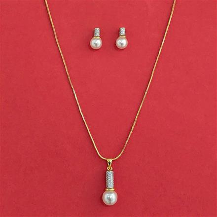 American Diamond Classic Pendant Set with 2 Tone Plating