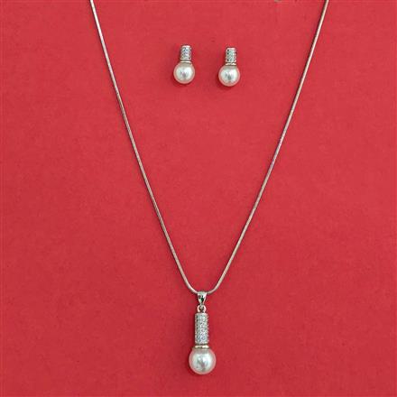 American Diamond Classic Pendant Set with Rhodium Plating