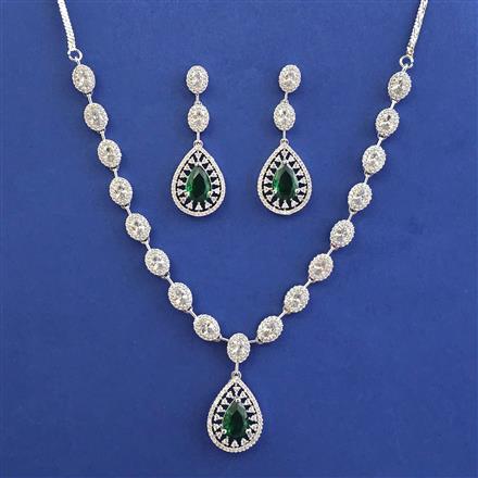 American Diamond Classic Necklace with Rhodium Plating