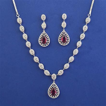 American Diamond Classic Necklace with Rhodium Plating
