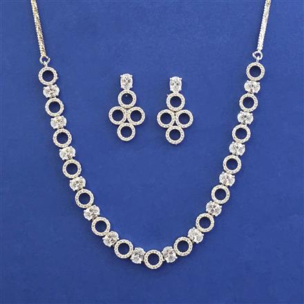 American Diamond Classic Necklace with Rhodium Plating