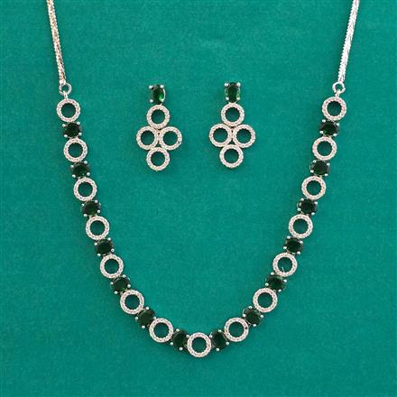 American Diamond Classic Necklace with Rhodium Plating