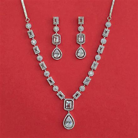 American Diamond Classic Necklace with Rhodium Plating