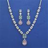 American Diamond Classic Necklace with Rhodium Plating