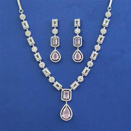 American Diamond Classic Necklace with Rhodium Plating