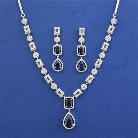 American Diamond Classic Necklace with Rhodium Plating