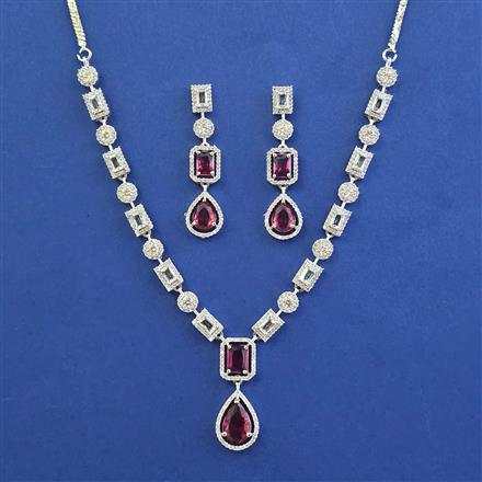 American Diamond Classic Necklace with Rhodium Plating