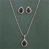 American Diamond Classic Pendant Set with Rhodium Plating