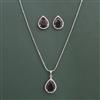 American Diamond Classic Pendant Set with Rhodium Plating