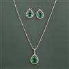 American Diamond Classic Pendant Set with Rhodium Plating