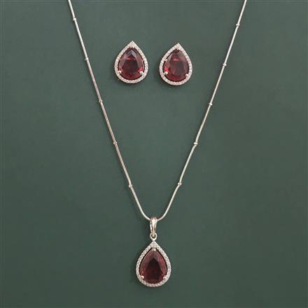 American Diamond Classic Pendant Set with Rhodium Plating