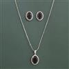 American Diamond Classic Pendant Set with Rhodium Plating