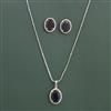 American Diamond Classic Pendant Set with Rhodium Plating