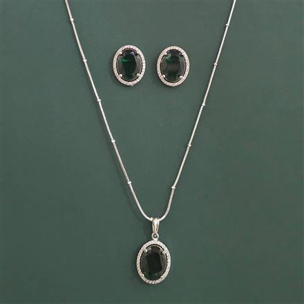 American Diamond Classic Pendant Set with Rhodium Plating