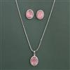 American Diamond Classic Pendant Set with Rhodium Plating