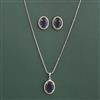 American Diamond Classic Pendant Set with Rhodium Plating